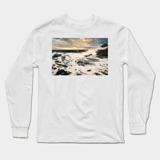 Crashing waves sunset beach Long Sleeve T-Shirt